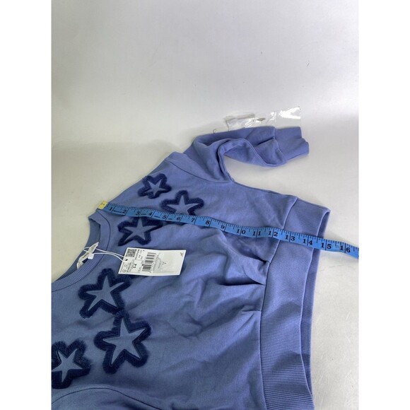 MNG by Mango Kids Blue Stars Cotton Long Sleeve Crop Sweatshirt Top Girls 5-6 - Picture 8 of 8
